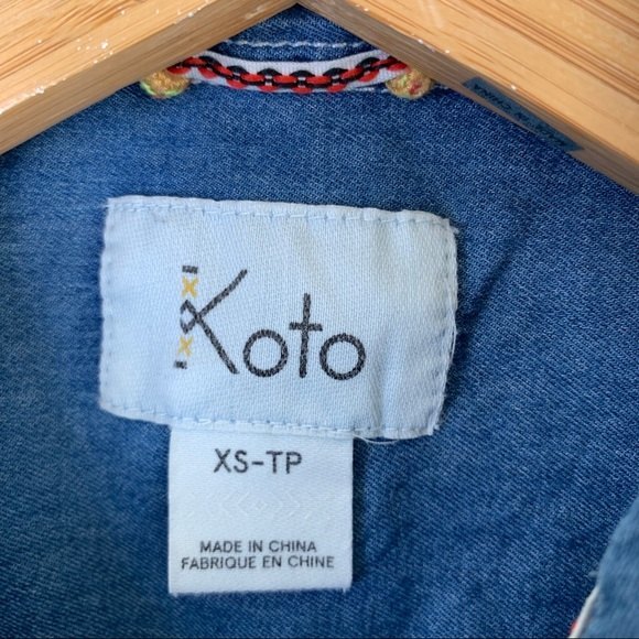 Urban Outfitters Koto Chambray denim western embroidered button shirt boho Top - Picture 6 of 11
